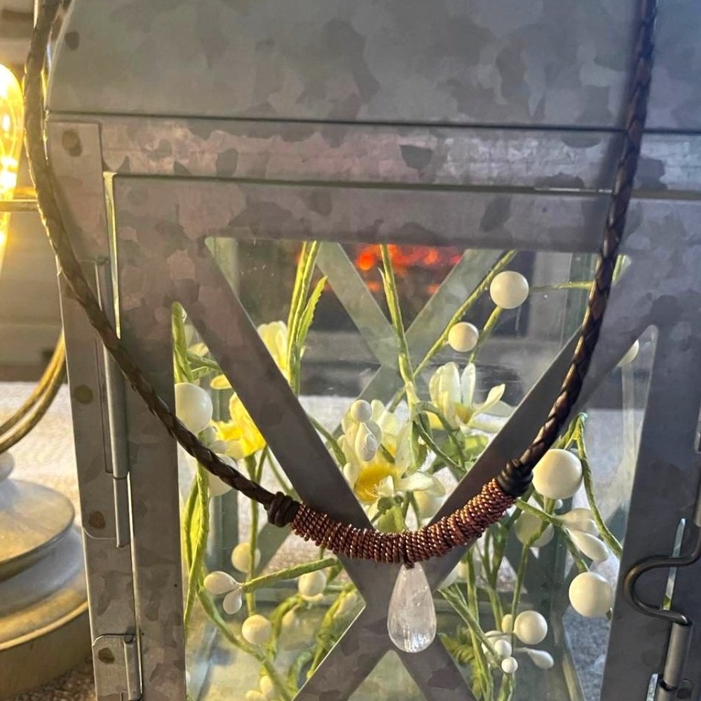 NWT Lizzy James Leather Necklace With Pendant